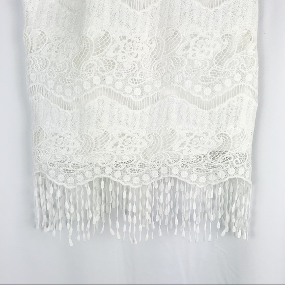 NWOT Monteau Girl White Lace Fringe Crop Top - Picture 7 of 7